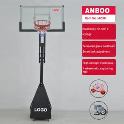 Suporte portátil ajustável do basquetebol, sistema do aro, placa do vidro moderado, móvel - Image 3