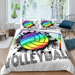 Conjunto de capa de edredão de vôlei, microfibra, tema de bola esportiva, mistura de fogo e água, conjunto de cama dupla, queen, king size - Image 5