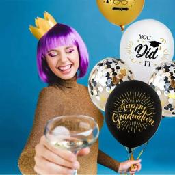 20 pçs/set balões de formatura preto ouro confetes balão de látex 2025 feliz formatura festa decoração boné de solteiro você fez isso - Image 4