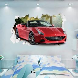 3d grande high-end carro esportivo legal adesivos de parede do carro quarto das crianças menino sonho veículo arte cartaz papel de parede menino presente decoração - Image 3