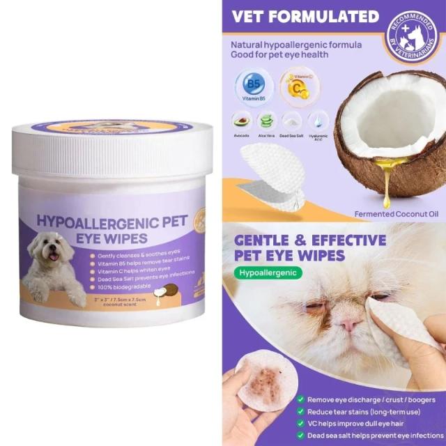 Toalhetes para Olhos de Cães e Gatos: Controle Eficaz de Manchas de Lágrimas com Segurança Para Seu Pet