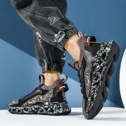 Sapato de lâmina ultraleve respirável masculino, tênis de corrida confortável, tecelagem voadora, fitness ao ar livre, tendência esportiva, moda, 2024 - Image 5