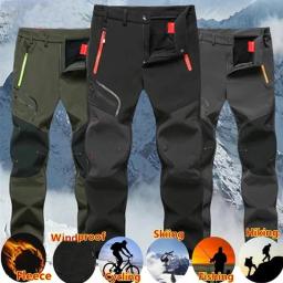 Calças de lã elástica para homens, calças grandes, treinamento esportivo, trekking, escalada, caminhada, camping, pesca, ao ar livre, quente, inverno - Image 1