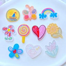 10 pçs novo mini brilhando acrílico primavera estilo graffiti flor plana volta resina scrapbooking diy jóias artesanato decoração accessorie - Image 3