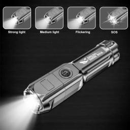 Lanterna Tática LED Poderosa, 100000 Lumen, USB Recarregável, 18650 Impermeável, Zoom, Caça, Pesca - Image 4