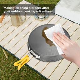 Frigideira antiaderente com alça dobrável, liga de alumínio, média, ideal para acampamento ao ar livre, piquenique, caminhadas, compacta e fácil de transportar - Image 6