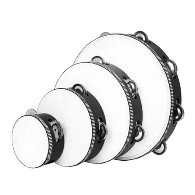 Conjunto de Tambores de Madeira para Adultos com Sino de Mão - Kit de 4 Peças (4", 6", 8", 10")