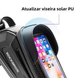 Bolsa de bicicleta ROCKBROS à prova d'água com tela sensível ao toque bolsa de ciclismo com estrutura de tubo frontal superior MTB bolsa de bicicleta de estrada 6.5 capa de telefone acessórios de bicicleta - Image 5