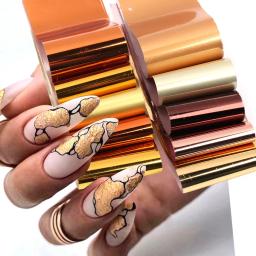 10 pçs holográfico metálico prego arte folhas de metal espelho transferência papel estrelado adesivos diy charme ouro manicure decoração lydxk05 - Image 1