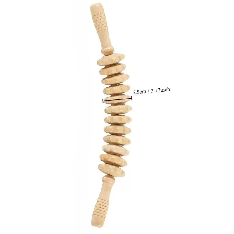 Massageador de fáscia corporal, alça antiderrapante, engrenagem ranhurada de madeira, braços, pernas, coxas, nádegas, rolo suave, massageador para relaxamento das costas - Image 1