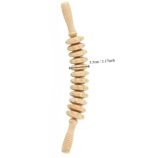 Massageador Corporal de Madeira Rolo 9 Esferas Alívio Tensão Muscular