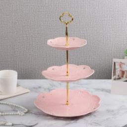 Suporte de placa de bolo com alça 3 camadas Suporte de hardware para festa de casamento Cupcake de resina Prato de sobremesa Suporte para servir - Image 3
