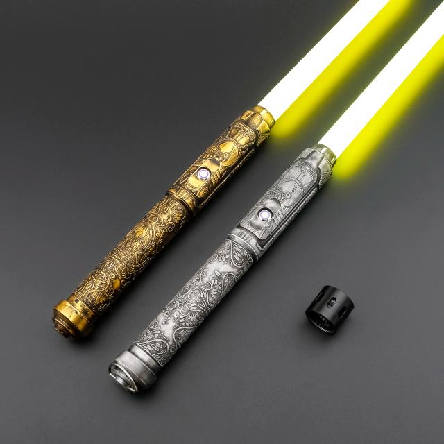Txq brinquedo luminoso sabre de luz snv4 combate 16 som rgb balanço suave skywalker proffie duelo pesado metal punho força blaster espada