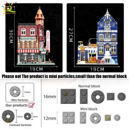 Huiqibao brinquedos moc cidade canto café arquitetura estilo vista de rua micro blocos de construção para crianças tijolos de construção - Image 6