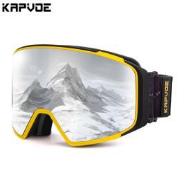 Kapvoe óculos de esqui ímã duplo absorver camadas uv400 anti-nevoeiro óculos de esqui neve snowboard óculos de snowmobile - Image 1