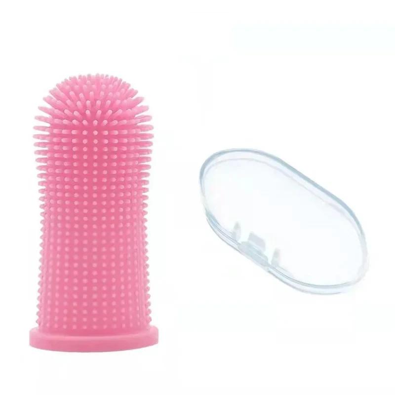 Silicone Finger Pet Toothbrush Escovas de dentes super macias para cães Ferramenta de limpeza de dentes Mau cuidado da respiração Nontoxic Cat Cleaning Supplies - Image 1