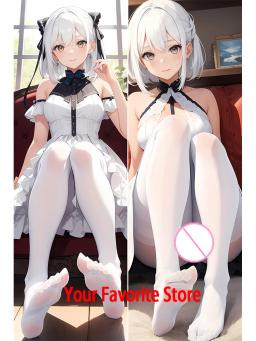 Dakimakura Fronha Anime em Tamanho Real, Pernas Bonitas, Fetiche de Pés, Collants Brancos, Impressão Dupla Face, Capa de Travesseiro Corporal para Adulto - Image 2