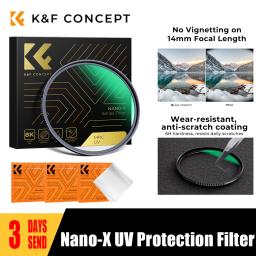 K&F Concept MC UV Protection Filter（Nano-X Series）8K Ultra HD Ultrathin UV Filter com 28 capas de água e cobertura de poeira 37mm 40.5mm 43mm 46mm 49mm 52mm 55mm 58mm 62mm 67mm 72mm 77mm 82mm 95mm 112mm - Image 1