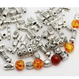 Atacado contas de tubo de prata tibetana diy metal espaçador tubo encantos contas de prata antigas para fazer jóias 20/50/100 peças - Image 1