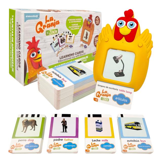 La Granja de Zenón Bartolito Talking Flashcards English/Spanish Speech Therapy Toys for Kids 224 Sight Words Autism Toys