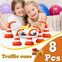 Copos de cone de construção com canudos, copos de lembrancinhas de festa de tráfego, conjunto de copos de corrida de festa infantil para carro de corrida com tema de tráfego de construção - Image 4