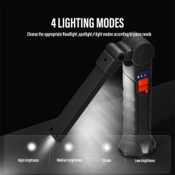 Recarregável Camping Lanterna LED, Luz de trabalho com ímã e gancho, IP64 impermeável, 5 modos de iluminação, Adequado para trabalho noturno - Image 2