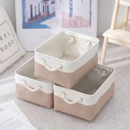 Algodão Dobrável e Cesta De Armazenamento De Linho, Classificando e Organizando Itens, Cestas De Armazenamento, Cesta Tecida - Image 1