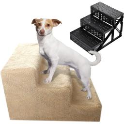 Autorização! Indoor Pet Escadas Ramp Ladder para Filhotes, Dog and Cat Ladder, até 55 lbs, bege, 3 degraus - Image 2