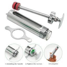 Seringas veterinárias em aço inoxidável Seringas de metal Injector de ovelha de gado de porco Ferramentas veterinárias animais Alimentador de medicina pecuária 1 pc - Image 2