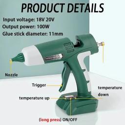 Pistola de cola quente para artes e ofícios, ferramenta de reparo de calor elétrico Makita Dewalt Bosch, Milwaukee Ryobi, bateria de lítio 18V, DIY, nova - Image 4