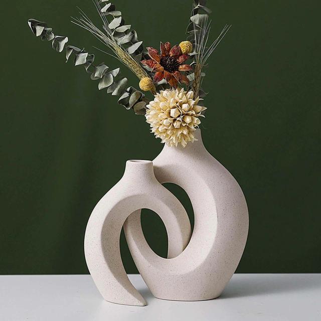 Vaso de Cerâmica para Arranjos Florais - Ornamento Decorativo para Escritório, Presentes e Festas - Conjunto com 2 unidades