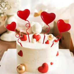 4 pçs/set mix tamanho balões coração bolo toppers dia dos namorados festa suprimentos bolo de casamento sobremesa decorações coração ornamentos - Image 1