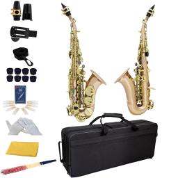 Saxofone Soprano Bb com estojo e escova, pequeno tubo de flacidez, cobre fósforo, instrumento musical, bocal acessórios - Image 1