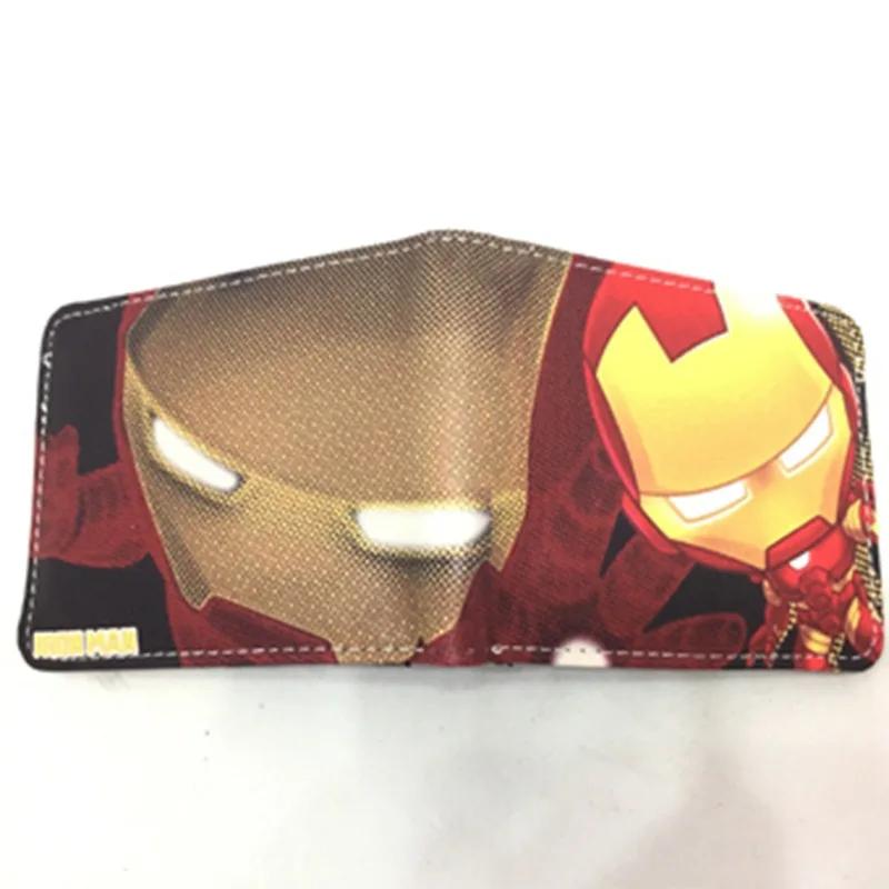 Marvel Anime Cartoon PU Carteira, Homem de Ferro, elegante, simples, dobrável, porta-cartão de alto valor, pequena, presente infantil - Image 1