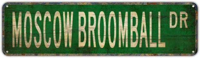 Placa de Metal Moscou Broomball para Decoração de Parede em Casa, Caverna, Garagem e Bar - 16x4 cm