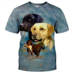 Camisetas estampadas para cães de caça masculinas, gola redonda, manga curta, tops gráficos para animais selvagens, camisetas casuais masculinas, camiseta de harajuku, verão - Image 1