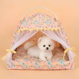 Camas para cães pet canil ninho de gato princesa almofada viagem tenda do gato ao ar livre cama do cão para pequeno filhote de cachorro médio interior caverna casa de estimação sofá - Image 4