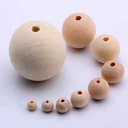 Contas redondas de madeira naturais para crianças, contas de madeira, brinquedos jóias, artesanato DIY, acessórios de decoração, 6mm, 8mm, 10mm, 12mm, 14mm, 16mm, 18mm, 20 milímetros, 25 milímetros, 30 milímetros, 35 milímetros, 48 milímetros - Image 1