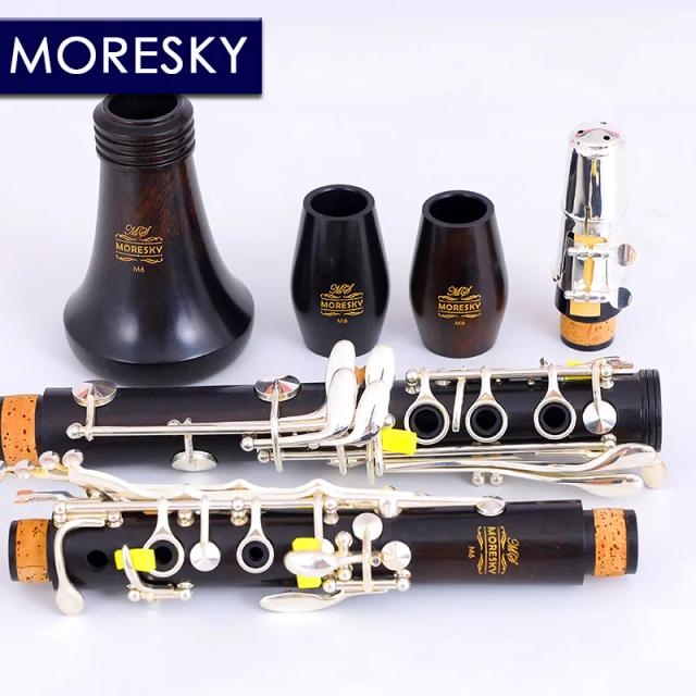 Clarinete Bb Moresky Banhado a Ouro em Madeira Ebony com 17 Chaves - Modelo M62 OEM