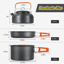 Conjunto de cozinha para acampamento, panelas para viagem, conjunto de piquenique ao ar livre, bule para 2-3 peaple, panelas antiaderentes, conjuntos variados - Image 4