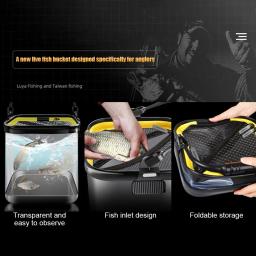 Caixa de Pesca Dobrável Transparente, Peixe Vivo Balde, Suprimentos Multifuncionais para Pescador, EVA, 7L, 12L - Image 4