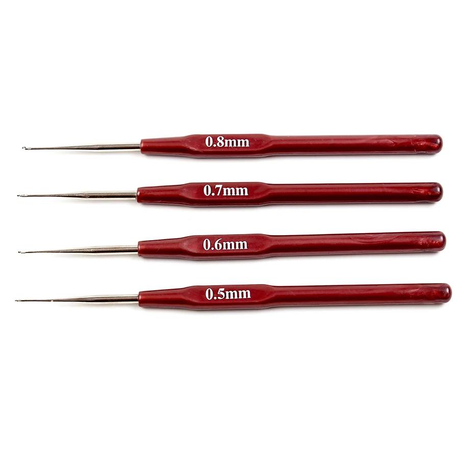 Agulha de crochê micro gancho 4 tamanhos, para fazer trança dreadlock ferramentas cabelo 0.5mm 0.6mm 0.7mm cabo suave - Image 1