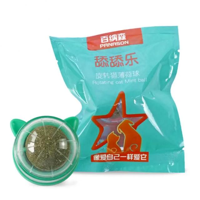 Brinquedo Rotativo para Gatos com Catnip: Bola Nutritiva para Lambidas e Limpeza Dental