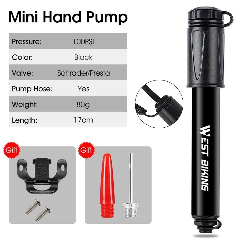 Oeste bicicleta-bomba de alta pressão bicicleta, 140psi, com calibre para garfo, inflator pneu, válvula presta schrader, para ciclismo - Image 1
