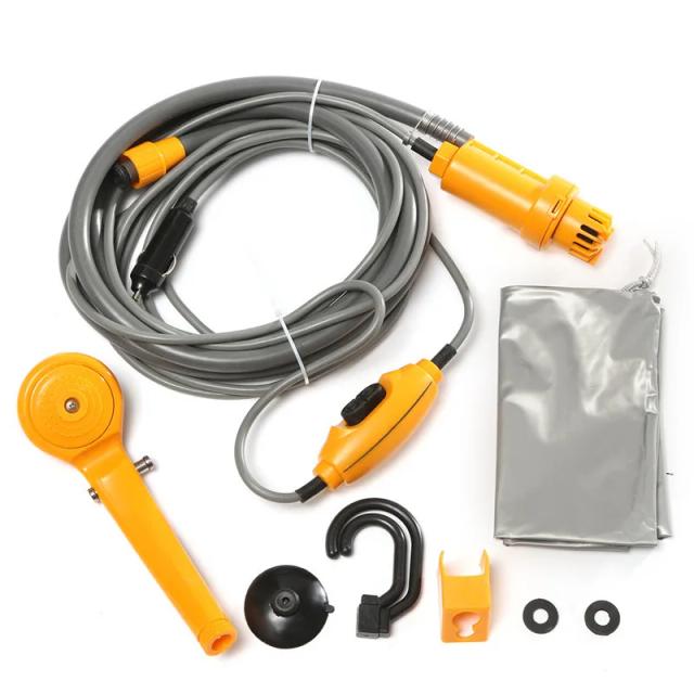 Chuveiro Portátil para Carro DC 12V Ideal para Acampamento e Lavagem de Veículos com Bomba de Água Integrada