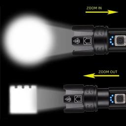 USB Lanterna LED Recarregável, Zoom XHP70, Mais Poderoso, Ao Ar Livre, Caminhadas, Acampamento, Caça, Tocha Tática, Luz 26650 Bateria, 30W - Image 2