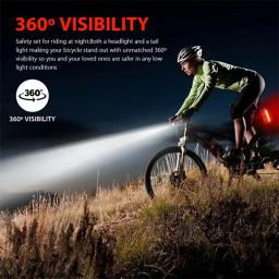 USB recarregável bicicleta luz com Bell, inteligente dianteiro e traseiro Laser bicicleta lâmpada, controle remoto sem fio, acessórios de bicicleta, novo - Image 3