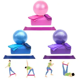 Yoga starter kit, 5pcs, equipamentos com blocos, bola, faixa de resistência, pilates, home fitness - Image 1