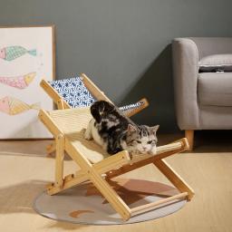 Sofá dobrável para cães e gatos, Cadeira dobrável para animais, Cama de sisal, Reclinável ajustável, Cachorro de madeira dormindo ninho, Casa confortável para conforto - Image 6