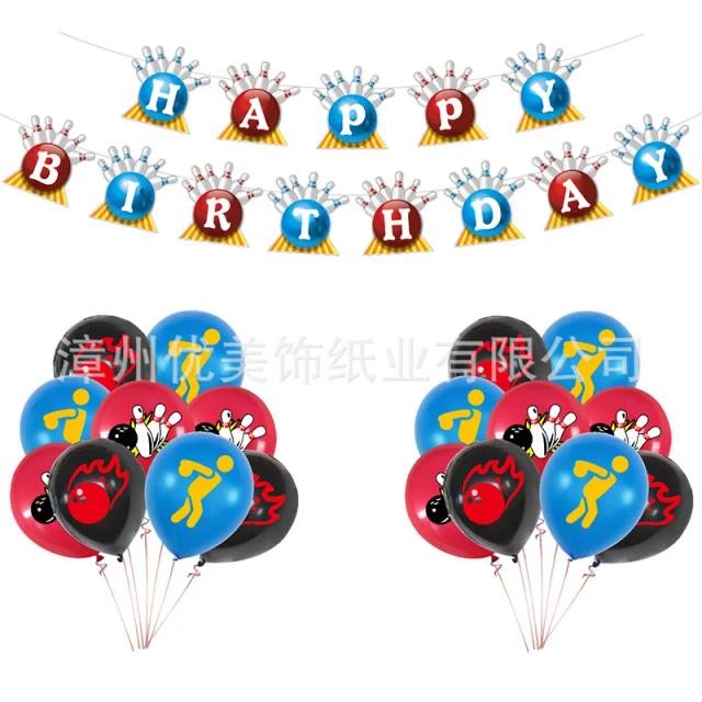 Balões de Festa Temáticos de Boliche para Baby Shower - Decoração de Aniversário para Meninos com 1 Conjunto Completo